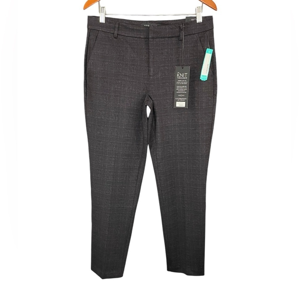 Stitch Fix Liverpool Renee Straight Leg Knit Trouser Pant Charcoal Brown NWT